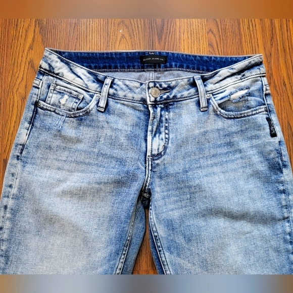 Silver Elyse Slim Light Blue Denim Cut Off Jeans W27/L24 CA00508 - Picture 2 of 11